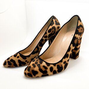 J.Crew Collection Etta Leopard Calf Hair Block Heels
